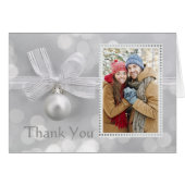 Zilver kerstfoto Weddenschap Bedankt (Voorkant Horizontaal)