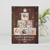 Zilver | Kerstfotoboom in Roestland Feestdagenkaart (Staand voorkant)