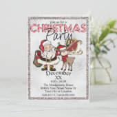 Zilver kerstkerstman en Rudolph de rendierster Kaart (Staand voorkant)