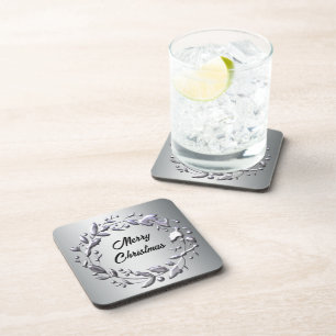 Zilver kerstmis bier onderzetter