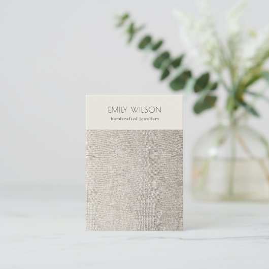 Zilver Ketting met lintvormig leder Visitekaartje (Staand voorkant)