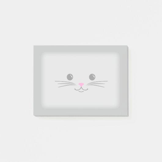 Zilver Kitty Cute Animal Face Design Post-it® Notes (Voorkant)