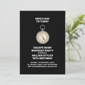 Zilver Kompas, Escape Room, Verjaardagsfeestje Kaart (Staand voorkant)