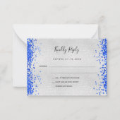 Zilver koningsblauw moderne bruiloft RSVP Notitiekaartje (Voorkant)