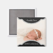 Zilver krijtbord | Baby Foto Geboorte Aankondiging Magneet (Voorkant / Achterkant)