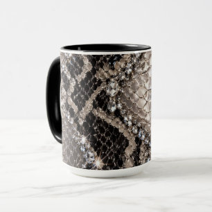 Zilver Kristal Slangenhuid Luxe Mok