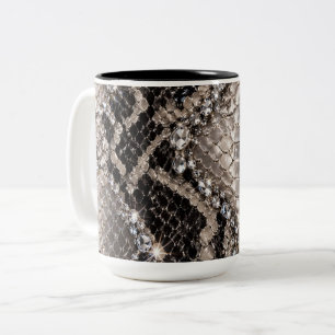 Zilver Kristal Slangenhuid Luxe Tweekleurige Koffiemok