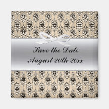 Zilver label en damast sparen de datummagneet