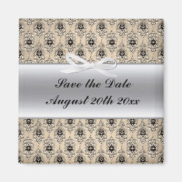 Zilver label en damast sparen de datummagneet magneet