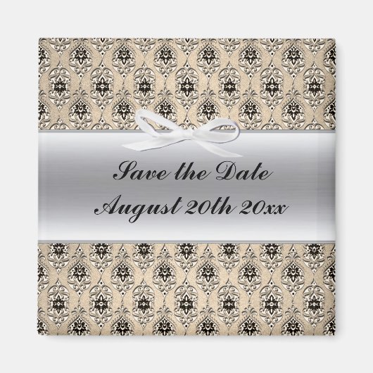 Zilver label en damast sparen de datummagneet magneet (Voorkant)