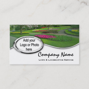 Zilver Landscaping Lawn Logo Photo Visitekaartjes