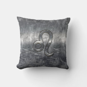 Zilver Leo Zodiac Sign in Grunge Distress Style Kussen