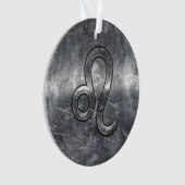 Zilver Leo Zodiac Sign in Grunge Distress Style Ornament (voorkant)
