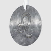 Zilver Leo Zodiac Sign in Grunge Distress Style Ornament (voorkant)