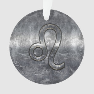 Zilver Leo Zodiac Sign in Grunge Distress Style Ornament