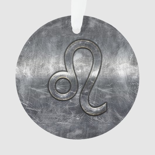 Zilver Leo Zodiac Sign in Grunge Distress Style Ornament (voorkant)