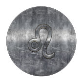 Zilver Leo Zodiac Sign in Grunge Distress Style Snijplank (Voorkant)
