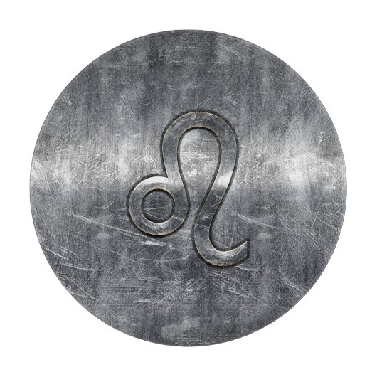 Zilver Leo Zodiac Sign in Grunge Distress Style Snijplank (Voorkant)