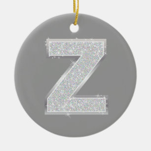 Zilver Letter Z Keramisch Ornament