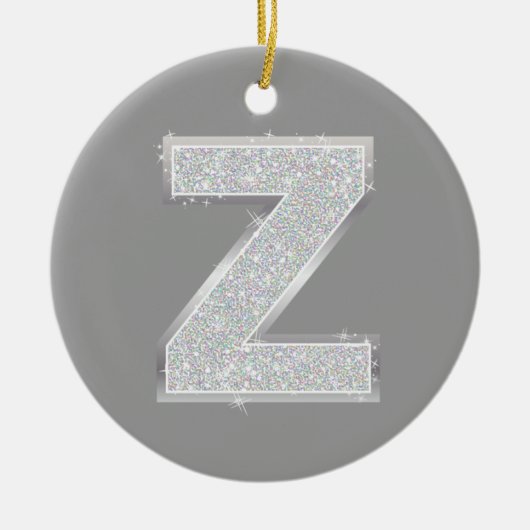 Zilver Letter Z Keramisch Ornament (Voorkant)