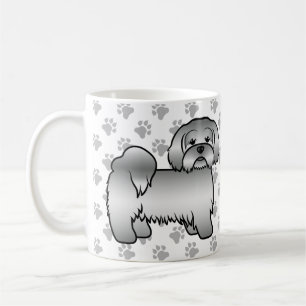 Zilver Lhasa Apso Mooie Cartoonhond Illustratie Koffiemok