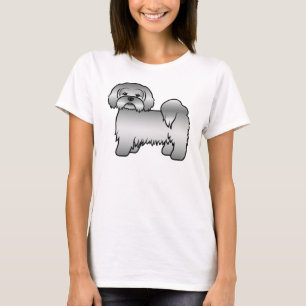 Zilver Lhasa Apso Mooie Cartoonhond Illustratie T-shirt