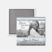 Zilver Licht Glinstert Bewaar De Datum Foto Magnee Magneet (Voorkant / Achterkant)