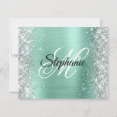Zilver Licht Teal Glam Monogram 40e Verjaardag (Achterkant)