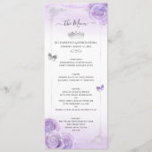 Zilver Lichte Paarse Rozen Elegant Floral Menu (Voorkant)
