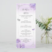 Zilver Lichte Paarse Rozen Elegant Floral Menu (Staand voorkant)
