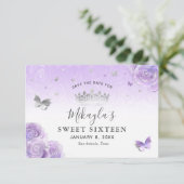 Zilver Lichte Paarse Rozen Elegant Save The Date (Staand voorkant)