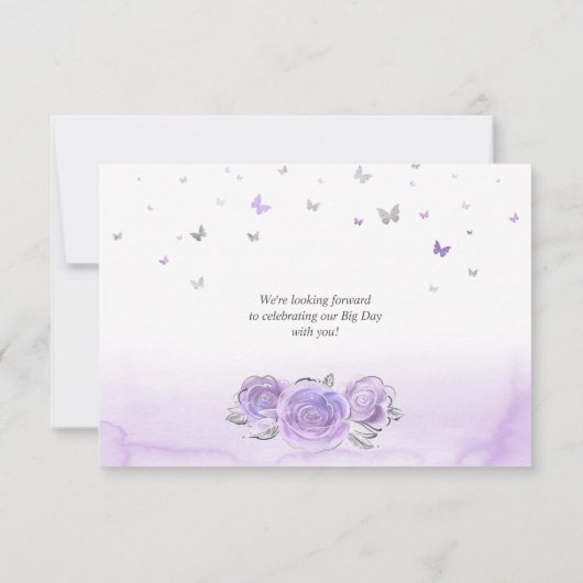 Zilver Lichte Paarse Rozen Elegant Save The Date (Achterkant)