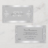  zilver Light Grey Sparkle Jewels Monogram Visitekaartje (Voorkant / Achterkant)