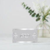  zilver Light Grey Sparkle Jewels Monogram Visitekaartje (Staand voorkant)