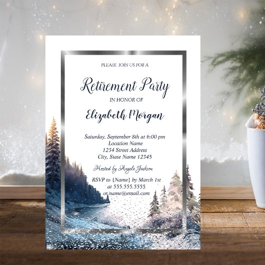 Zilver Lijst Confetti Landscape Retirement Kaart