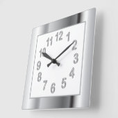Zilver Lijst en nummers | Achtergrondkleur kiezen Vierkante Klok (Hoek)