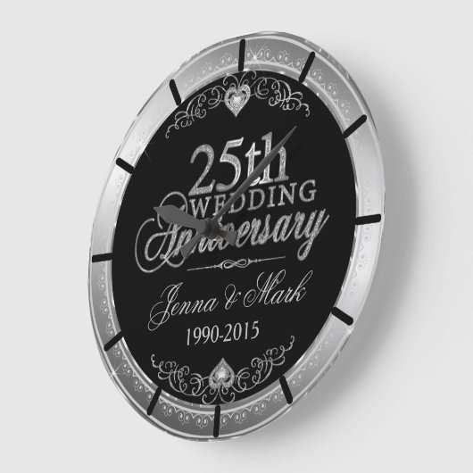 Zilver Lijst & Hearths 25th Wedding Jubileum Grote Klok (Hoek)