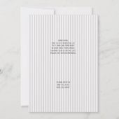  Zilver Lijst Lichtgrijze Strepen Wedding Kaart (Achterkant)