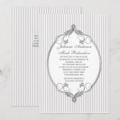  Zilver Lijst Lichtgrijze Strepen Wedding Kaart (Voorkant / Achterkant)