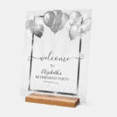Zilver Lijst Navy Confetti Balloons Retirement Acryl Bord (Hoek)