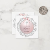 Zilver Lijst Roze Boog Doop Geschenkbehuizing Notitiekaartje (Voorkant / Achterkant in situ)