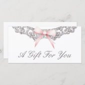  Zilver lijst Roze strik Cadeaubon (Voorkant / Achterkant)