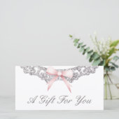  Zilver lijst Roze strik Cadeaubon (Staand voorkant)