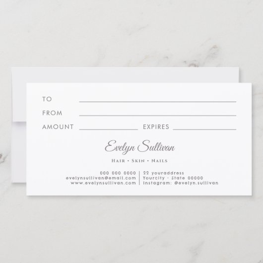  Zilver lijst Roze strik Cadeaubon (Achterkant)