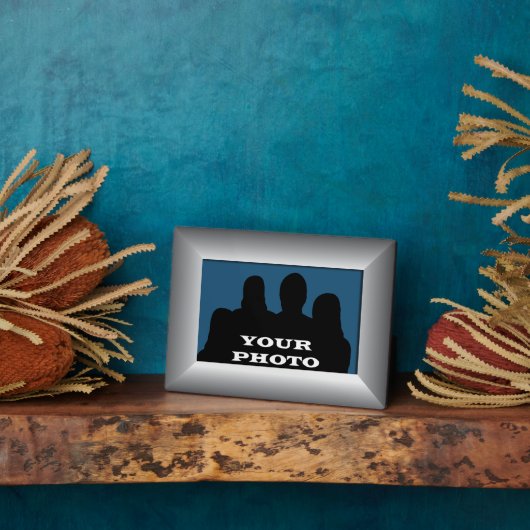 Zilver Lijst Uw foto 5 x 7 Horizontaal Plaque Fotoplaat (Zijkant)