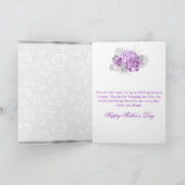 Zilver & Lila Bloemen & Glitters Moederdag Kaart (Binnen)