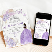 Zilver Lila Paarse Boho Vlinder Quinceañera Kaart