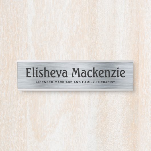 Zilver LMFT Therapist Kantoor Deurbordnaam Bord Deurbordje (Voorkant)