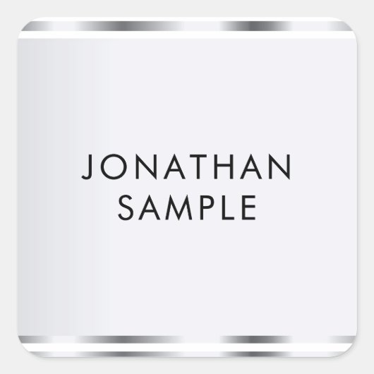 Zilver look Glamor Elegant Moderne Sjabloon Vierkante Sticker (Voorkant)