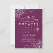 Zilver & Magenta Plum Elegante Trouwkalender Save The Date (Voorkant)